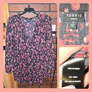 Torrid Harper Black and Pink Blouse
